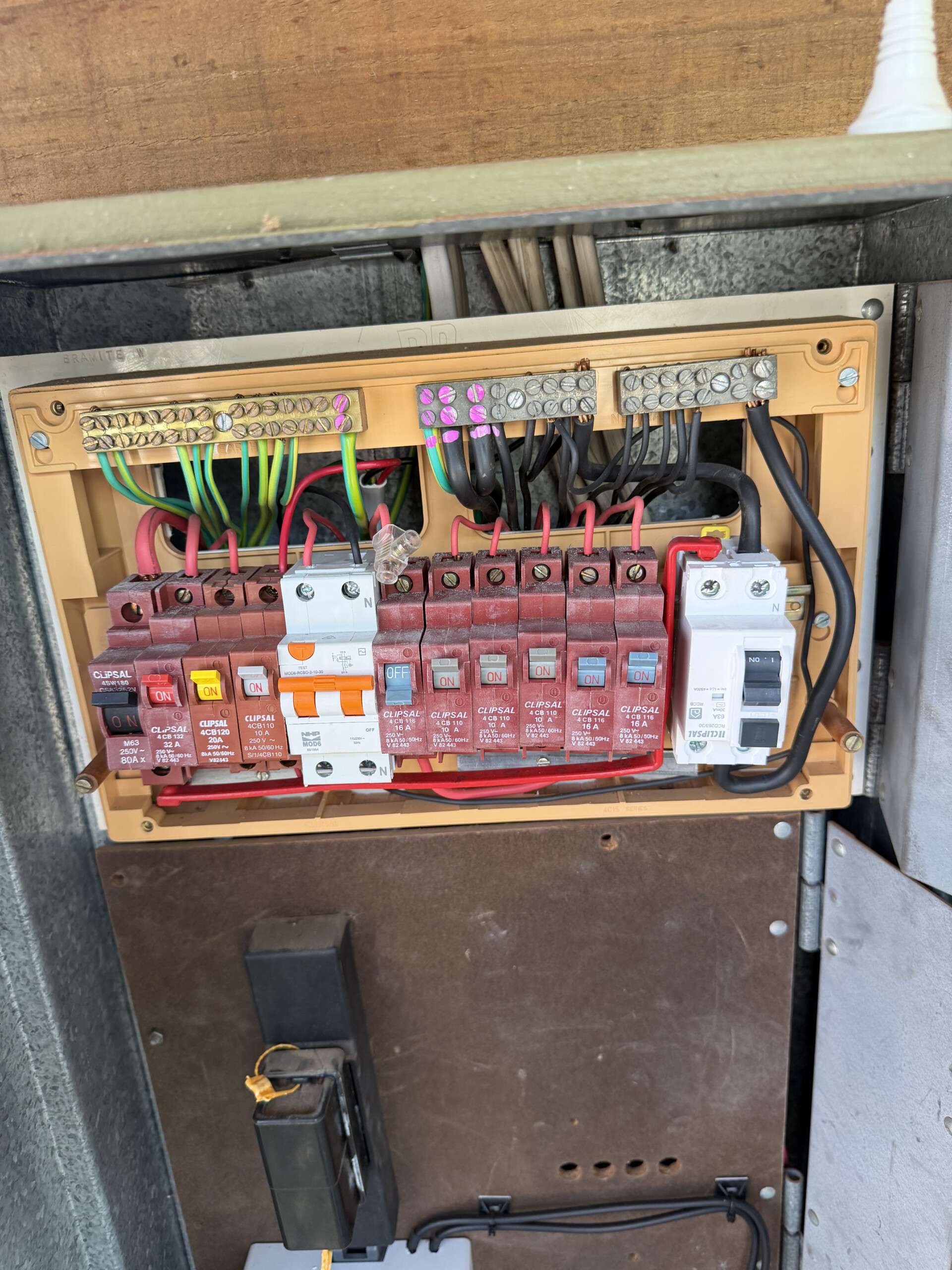Newly completed switchboard upgrade installed by qualified electrician